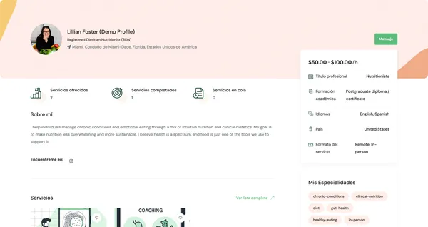 Crear o editar tu perfil profesional