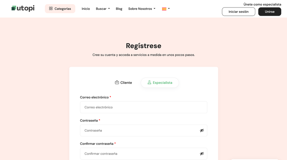 Cómo crear una cuenta de especialista